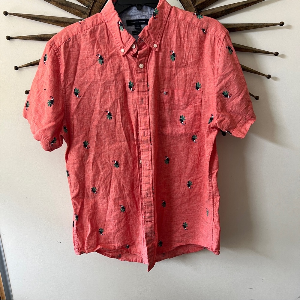 Tommy Hilfiger Red Casual Button Down Shirt